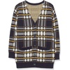image:imageCable Stitch Womens Oversized Button Front Leopard Plaid Print Sweater Cardigan with Pockets VNeck Jacquard Coatigan Medium Multi Navy